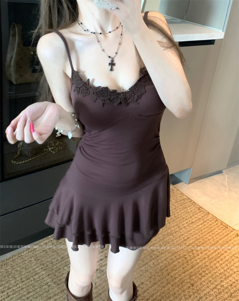 Women Summer Two-Piece Lace Dress Set with Cinched Waist - Image 4