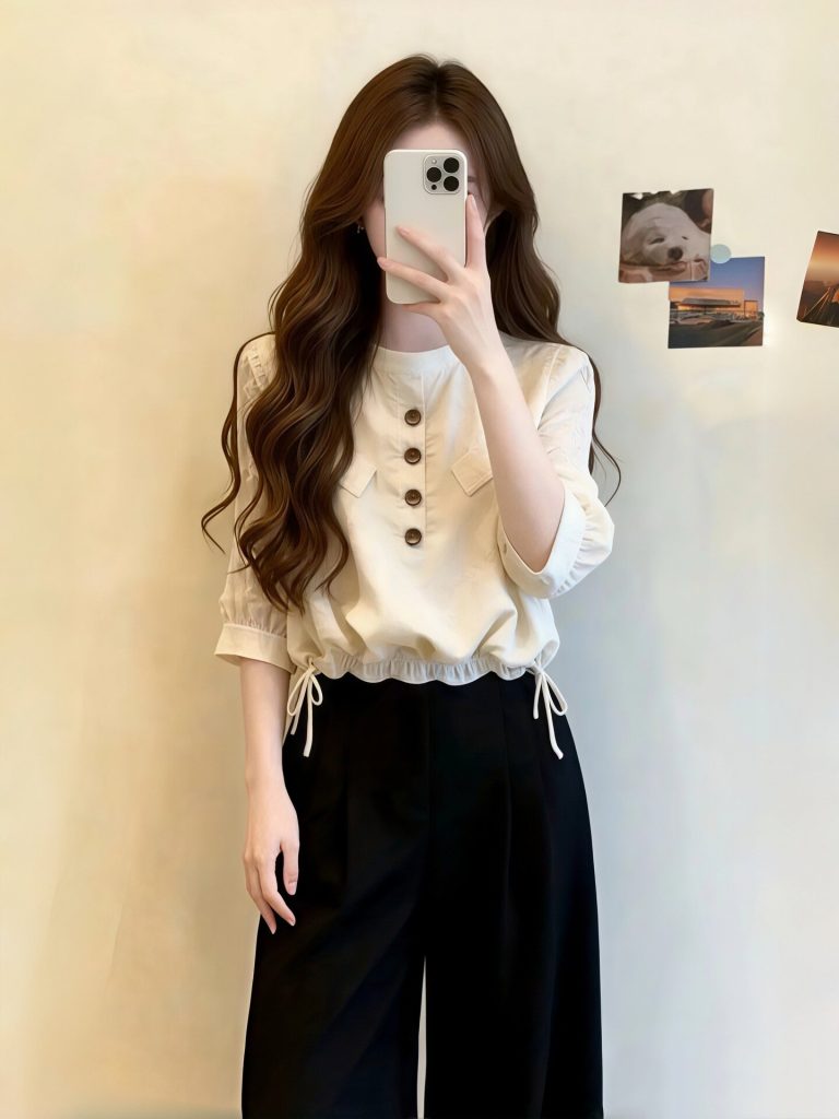 Apricot Half Sleeve Loose Round Neck Lace Shirt Women 2026 Summer New Gentle Style Top