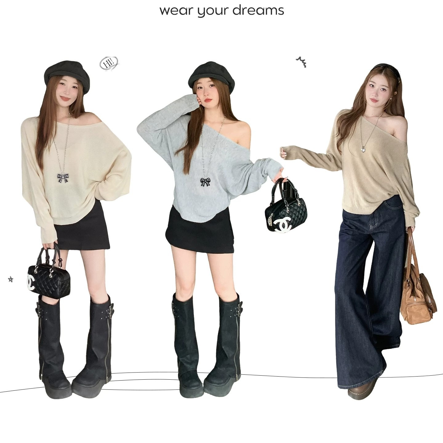 Women's One-Shoulder Knit Sweater 2026 Fall Winter Batwing Sleeve Korean Style Lazy Pullover - Style 6f5a13 - Image 5